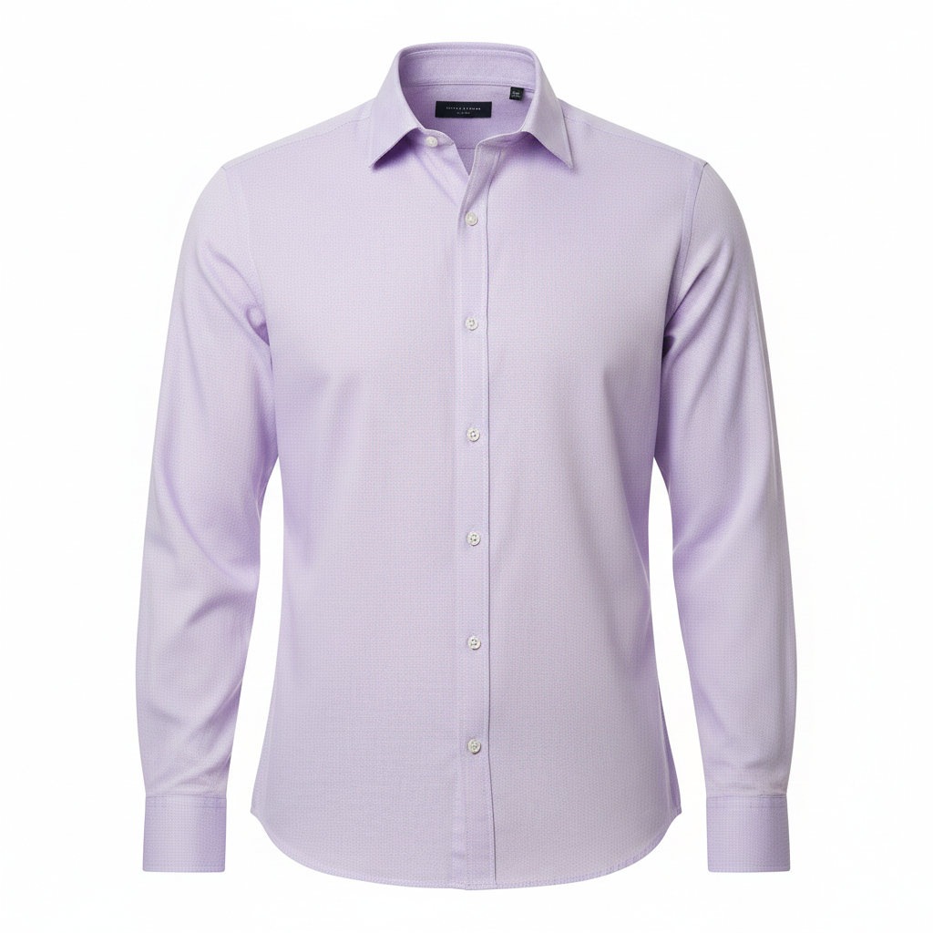 Light purple dress shirt on a white background