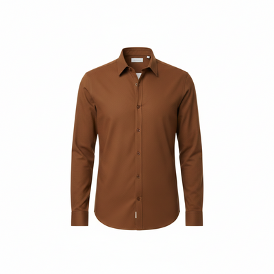 Brown dress shirt on a white background